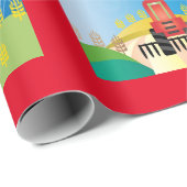 Bauernhof mit rotem     TraktorWrapping Paper Geschenkpapier (Rolleneckpunkt)