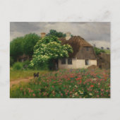 Bauernhof mit Wiese-Blume Postkarte (Vorderseite)