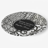 Bauernhof Muster Schwarz-weißes Brautparty Pappteller (Schrägansicht)