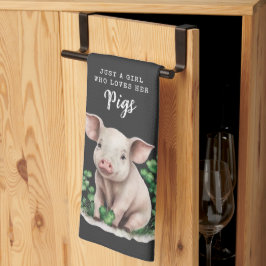 Bauernhof | Nur ein Mädchen, das ihre Schweine Lie Geschirrtuch