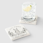 Bauernhof Ostern Bunny Magnolia Blume Steinuntersetzer (Seitenansicht)