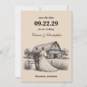 Bauernhof-Paar Termin speichern Save The Date (Vorderseite)