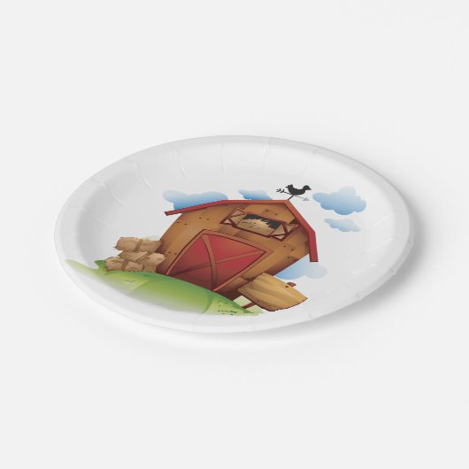 Bauernhof Pappteller (Schrägansicht)