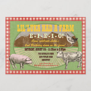 Bauernhof-Party Einladung - altes MacDonald hatte