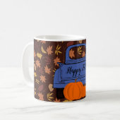 Bauernhof Pick-up LKW Pumpkins Blätter Fall Blue Kaffeetasse (Vorderseite Links)