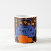 Bauernhof Pick-up LKW Pumpkins Blätter Fall Blue Kaffeetasse (Mittel)