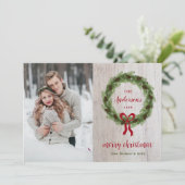 Bauernhof Pine Wreath Frohe Weihnachten Foto (Stehend Vorderseite)