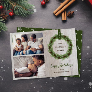 Bauernhof Pine Wreath Happy Holidays 2 Foto Feiertagskarte