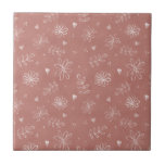 Bauernhof Pink Mauve Keramik Tile Fliese<br><div class="desc">Weiße Blume und Blätter mit hübscher Handarbeit auf einem rustikalen Landhaus in Rosa/Lila. 100% Kundenzufriedenheit mit "Zazzle" jeden Tag.</div>