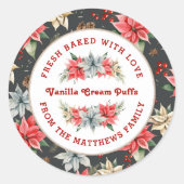 Bauernhof Poinsettia Gebacken mit Liebe Weihnachte Runder Aufkleber (Vorderseite)