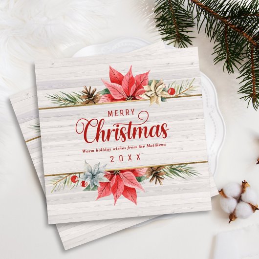 Bauernhof Poinsettia Gold Gerahmter Platz Feiertagskarte