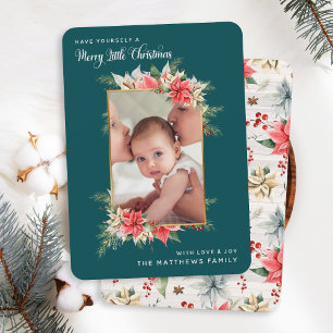 Bauernhof Poinsettia Merry Little Christmas Foto Feiertagskarte