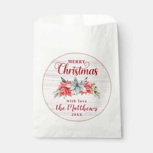 Bauernhof Poinsettia Rustic Frohe Weihnachtswald Geschenktütchen (Vorderseite)