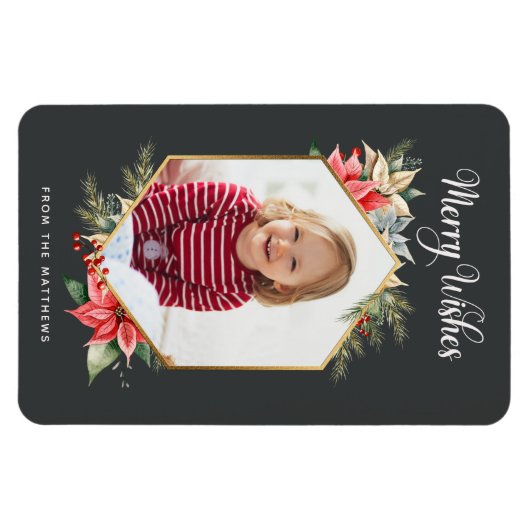 Bauernhof Poinsettia Rustikale Ferienfotokarte Magnet (Horizontal)