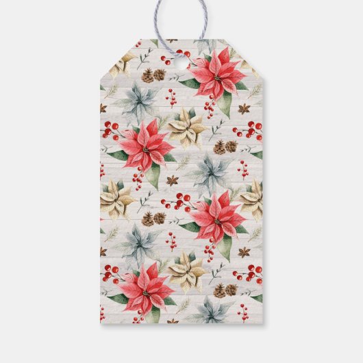 Bauernhof Poinsettia Rustikale Mit Monogramm Weihn Geschenkanhänger (Rückseite)