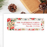 Bauernhof Poinsettia Rustikale Rücksendeadresse<br><div class="desc">Vom Bauernhof Poinsettia Weihnachts- & Feiertagssammlung: Bauernhaus Poinsettia Wood Rustic Chic Address Label, mit schönem Typografie Schriftart "Holiday Cheer" Holiday Gruß, und Personalisiert Familienname und Anschrift. Einfache Anpassung des Textes für dieses hübsche Weihnachtslabel Template. In 4 verschiedenen Farbvarianten bietet diese Option eine Holzfarbe, eine hübsche Aquarellpoinsettia und einen grünen Hintergrund!...</div>
