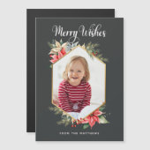 Bauernhof Poinsettia Rustikale Weihnachtskarte Magnetkarte (Vorne/Hinten)