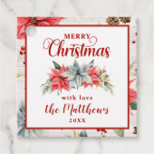 Bauernhof Poinsettia Rustikale Weihnachtsmarken Geschenkanhänger (Vorderseite)