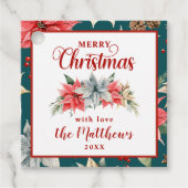 Bauernhof Poinsettia Rustikale Weihnachtsmarken Geschenkanhänger (Vorderseite)