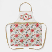 Bauernhof Poinsettia Weihnachtsmongram Schürze (Vorderseite)