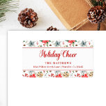 Bauernhof Poinsettia Weißer Rustikaler Holiday Che Adressaufkleber<br><div class="desc">Vom Bauernhof Poinsettia Weihnachts- & Feiertagssammlung: Bauernhaus Poinsettia Weißer Rustikaler Holiday Cheer Label, mit schönem Typografie Schriftart "Holiday Cheer" Holiday Gruß, und Personalisiert Familienname und Anschrift. Einfache Anpassung des Textes für dieses hübsche Weihnachtslabel Template. In 4 verschiedenen Farbvarianten bietet diese Option eine weiße Hintergrundfarbe, eine hübsche Aquarellpoinsettia und einen grünen...</div>