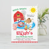 Bauernhof, Pool-Party Einladung (Stehend Vorderseite)