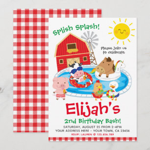 Bauernhof, Pool-Party Einladung