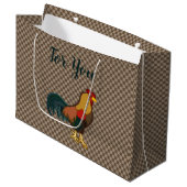Bauernhof Rooster Design Gingham Geschenk Beutel H Große Geschenktüte (Vorderseite Schrägansicht)