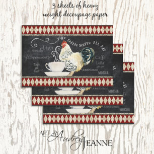 Bauernhof Rooster Kaffeeküche Chalk Decoupage Geschenkpapier Set