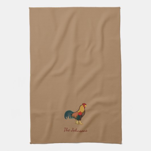 Bauernhof Rooster Personalisiert Brown Kittuch Geschirrtuch (Vertikal)