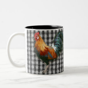 Bauernhof Rooster Red Gold Farm Schwarz-weißer Ka Zweifarbige Tasse