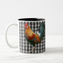 Bauernhof Rooster Red Gold Farm Schwarz-weißer Kar Zweifarbige Tasse