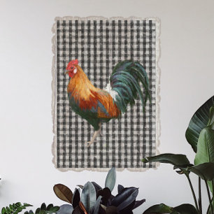 Bauernhof Rooster Schwarz-weiß Buffalo Karo Karier Seidenpapier