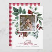 Bauernhof Roter Karo Foto Weihnachten Kardinal (Vorne/Hinten)