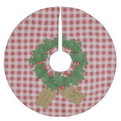 Bauernhof Roter Karo Kraut Weihnachtsbaumrock Polyester Weihnachtsbaumdecke (Vorderseite)
