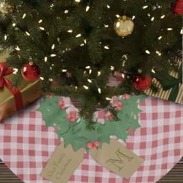 Bauernhof Roter Karo Kraut Weihnachtsbaumrock Polyester Weihnachtsbaumdecke