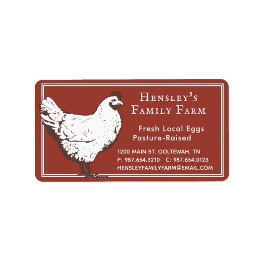 Bauernhof Roter Vintager Hühner Etikett Adressaufkleber (Vorne)