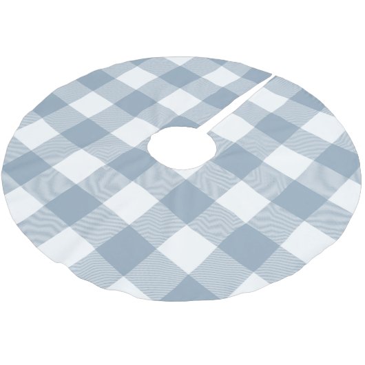 Bauernhof Rustic Blue Gray Buffalo Karierter Platz Polyester Weihnachtsbaumdecke (Schrägansicht)