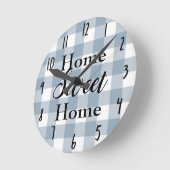 Bauernhof Rustic Blue Gray Buffalo Karierter Platz Runde Wanduhr (Winkel)