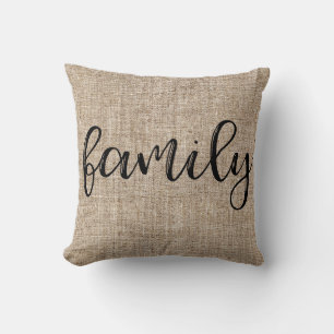 Bauernhof Rustic Brown Sacking Burlap FAMILY Kissen