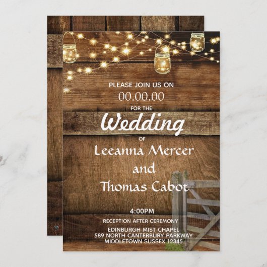 Bauernhof Rustic Wood Gate Hochzeit Einladung (Vorne/Hinten)