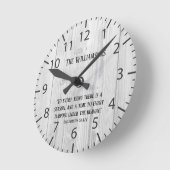 Bauernhof Rustic Wood Time Scripting Verse Familie Runde Wanduhr (Winkel)