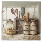 Bauernhof Rustikal Obergeschoss Küche Keramik Tile Fliese (Vorderseite)