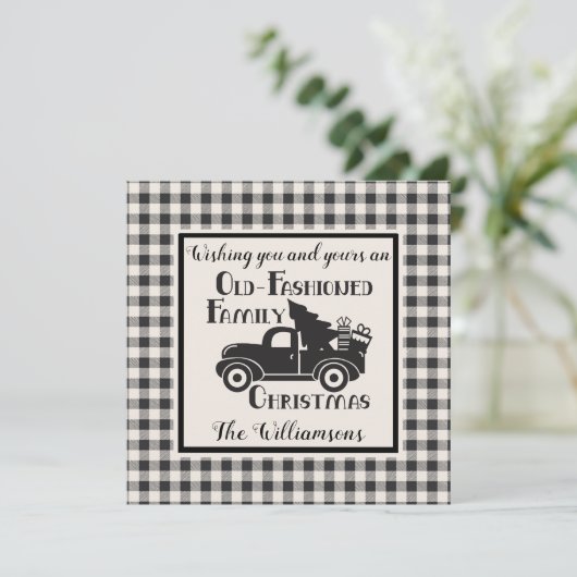 Bauernhof Rustikale Alte Weihnachtskarte (Stehend Vorderseite)