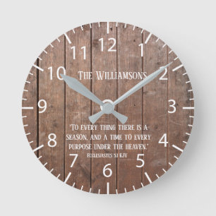 Bauernhof Rustikale Imitate Wood Scripting Verse F Runde Wanduhr