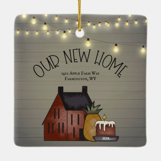 Bauernhof Rustikale primitive neue Zuhause Persona Keramikornament (Rückseite)