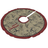 Bauernhof Rustikale Woodsy Vintage Hirsche Monogra Leinenimitat Weihnachtsbaumdecke (Schrägansicht)