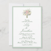 Bauernhof Rustikaler Karo und Blumenhochzeit Einladung (Vorderseite)