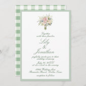 Bauernhof Rustikaler Karo und Blumenhochzeit Einladung (Vorne/Hinten)