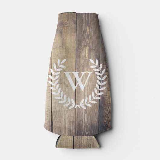 Bauernhof Rustikales Barnholz Laurels Initialbrief Flaschenkühler (Vorderseite)